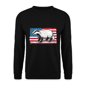 Honey Badger Drapeau américain pour un miel patriote - Sweat-shirt Unisexe - noir - Devant - Alina (178cm) & Michal (187cm)