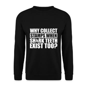 Dents de requin Collecte | Idée cadeau Shark Tooth - Sweat-shirt Unisexe - noir - Devant - Alina (178cm) & Michal (187cm)