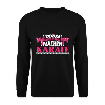 Karate Mädchen Kampfsport - Unisex Pullover - Schwarz - Vorne - Alina (178cm) & Michal (187cm)
