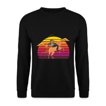 Texan Rodeo Texas cheval cadeau rétro Cowboy - Sweat-shirt Unisexe - noir - Devant - Alina (178cm) & Michal (187cm)
