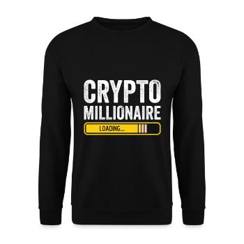 Crypto Millionaire Loading Funny Bitcoin Ethereum - Unisex Pullover - Schwarz - Vorne - Alina (178cm) & Michal (187cm)