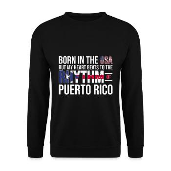 Puerto Rico | Puerto Ricaner Flagge Geschenkideen - Unisex Pullover - Schwarz - Vorne - Alina (178cm) & Michal (187cm)