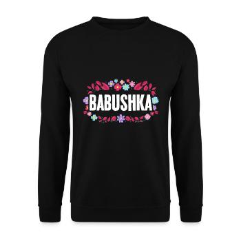 Awesome Babushka Russian Grandma For A Rossiya - Unisex Pullover - Schwarz - Vorne - Alina (178cm) & Michal (187cm)
