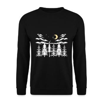 Crescent Moon Forest Trees Gift Nature - Unisex Sweatshirt - black - Front - Alina (178cm) & Michal (187cm)