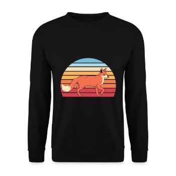 Rétro forêt Animal Nature forêt créature cadeau renard - Sweat-shirt Unisexe - noir - Devant - Alina (178cm) & Michal (187cm)