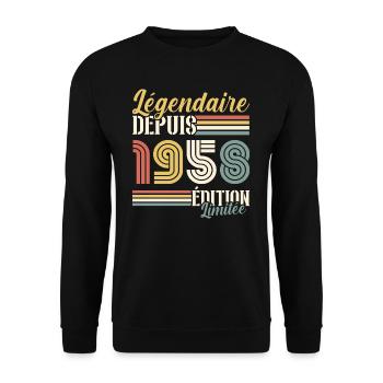 Légendaire Depuis 1958 - Sweat-shirt Unisexe - noir - Devant - Alina (178cm) & Michal (187cm)