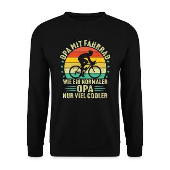 Opa mit fahrrad großvater radfahrer - Unisex Pullover - Schwarz - Vorne - Alina (178cm) & Michal (187cm)