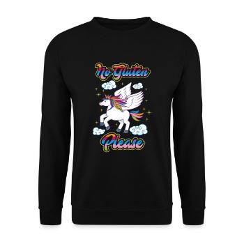 Not Gluten Please - Einhorn Ernährung Gesundheit - Unisex Pullover - Schwarz - Vorne - Alina (178cm) & Michal (187cm)