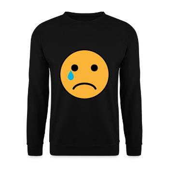 Trauriger Emoji - Unisex Pullover - Schwarz - Vorne - Alina (178cm) & Michal (187cm)