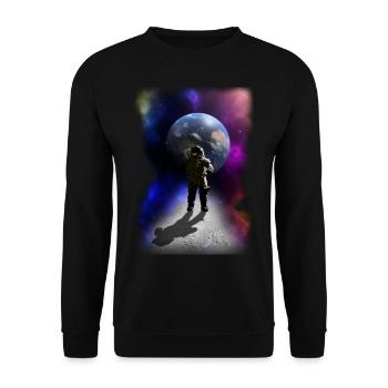 Astronaut on the moon psychedelic goa gift - Unisex Sweatshirt - black - Front - Alina (178cm) & Michal (187cm)