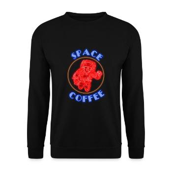 Space Coffee Motiv Geschenkidee Astronaut Gaming - Unisex Pullover - Schwarz - Vorne - Alina (178cm) & Michal (187cm)