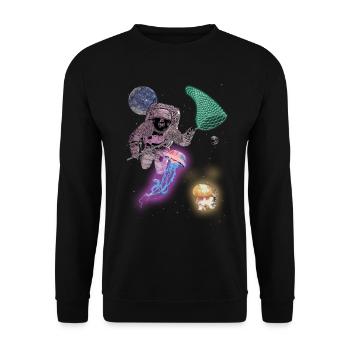 Astronaut jellyfish Goa gift idea psychedelic - Unisex Sweatshirt - black - Front - Alina (178cm) & Michal (187cm)