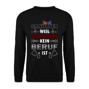 Superheld Beruf Sanitäter Geschenk - Unisex Pullover - Schwarz - Vorne - Alina (178cm) & Michal (187cm)