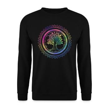Yoga Lebensbaum Mandala Esoterik Geschenk - Unisex Pullover - Schwarz - Vorne - Alina (178cm) & Michal (187cm)