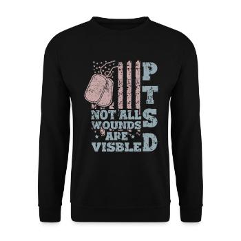 PTSD Not All Wounds are Visible - Unisex Sweatshirt - black - Front - Alina (178cm) & Michal (187cm)