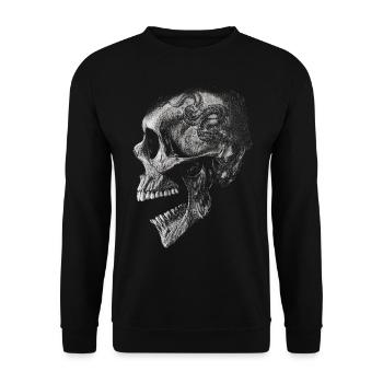 Totenkopf mit Drachen - Unisex Pullover - Schwarz - Vorne - Alina (178cm) & Michal (187cm)