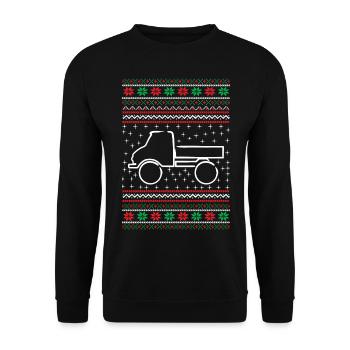 Unimog - Oldtimer - Offroad - Christmas - Unisex Sweatshirt - black - Front - Alina (178cm) & Michal (187cm)