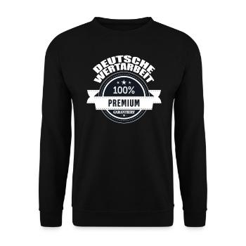 Deutsche Wertarbeit 100 % Premium Wimpel Männer - Unisex Pullover - Schwarz - Vorne - Alina (178cm) & Michal (187cm)