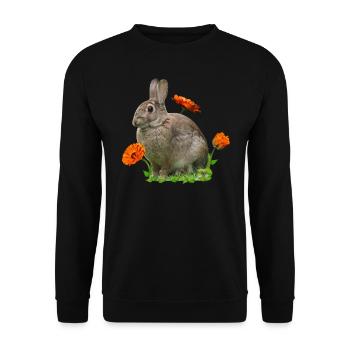 Rabbit Easter Calendula - Unisex Sweatshirt - black - Front - Alina (178cm) & Michal (187cm)
