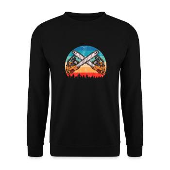 Cadeaux en bois Tronçonneuse Menuisiers - Sweat-shirt Unisexe - noir - Devant - Alina (178cm) & Michal (187cm)