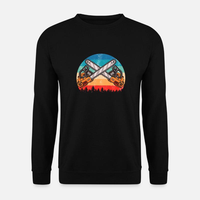Holz Geschenke Chainsaw Kettensäge Waldarbeiter - Unisex Pullover - Schwarz