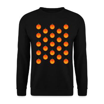 Halloween Kürbisse (Kürbislaternen / Muster / PNG) - Unisex Pullover - Schwarz - Vorne - Alina (178cm) & Michal (187cm)