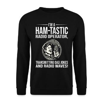 Ham-tastic Radio Operator Transmitting Dad Jokes - Unisex Sweatshirt - black - Front - Alina (178cm) & Michal (187cm)