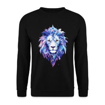 Lion, Lion's Head, Animal, Geometric, Colorful, Art, Motif - Unisex Sweatshirt - black - Front - Alina (178cm) & Michal (187cm)