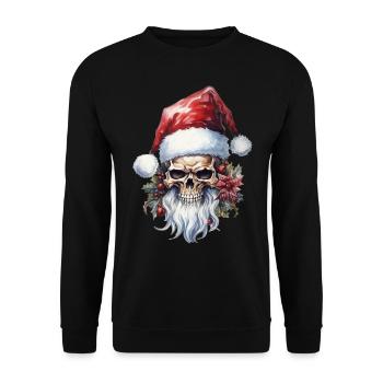 Crâne avec chapeau de Père Noël - Sweat-shirt Unisexe - noir - Devant - Alina (178cm) & Michal (187cm)