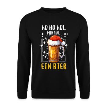 Weihnachten Bier Weihnachtsbier Prost Lustig Humor - Unisex Pullover - Schwarz - Vorne - Alina (178cm) & Michal (187cm)