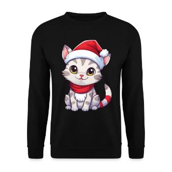 Cat Christmas Christmas Cat Cute Merry Catmas - Unisex Sweatshirt - black - Front - Alina (178cm) & Michal (187cm)