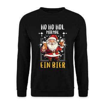 Weihnachtsmann Bier Saufen Alkohol Weihnachten - Unisex Pullover - Schwarz - Vorne - Alina (178cm) & Michal (187cm)
