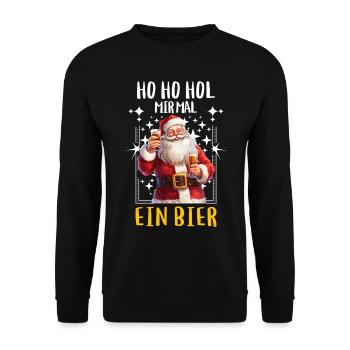 Weihnachtsmann Bier Saufen Alkohol Weihnachten - Unisex Pullover - Schwarz - Vorne - Alina (178cm) & Michal (187cm)