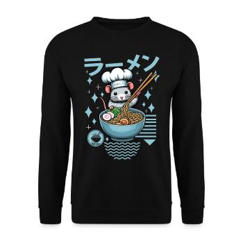 Ramen Mouse Japanese restaurant noodles - Unisex Sweatshirt - black - Front - Alina (178cm) & Michal (187cm)