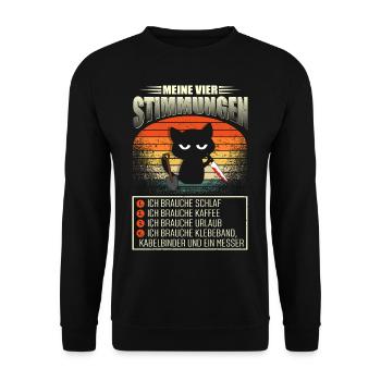 Mes quatre humeurs Cat Coffee Holiday - Sweat-shirt Unisexe - noir - Devant - Alina (178cm) & Michal (187cm)