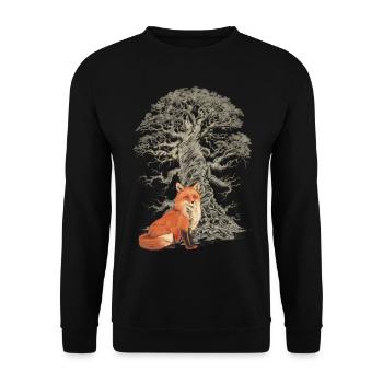 Forêt Arbre Renard Renards Conte de fées Conte de fées Personnage Enfant - Sweat-shirt Unisexe - noir - Devant - Alina (178cm) & Michal (187cm)