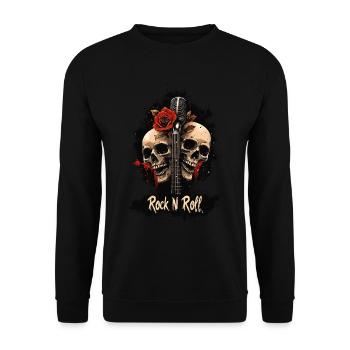 Rock N Roll Skull Electric Guitar Rose Music Rocker - Unisex Sweatshirt - black - Front - Alina (178cm) & Michal (187cm)