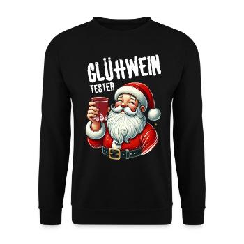 Glühwein Tester Weihnachtsmann Weihnachtsmarkt - Unisex Pullover - Schwarz - Vorne - Alina (178cm) & Michal (187cm)