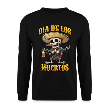 Dia De Los Muertos Totenkopf Totenschädel Tequilla - Unisex Pullover - Schwarz - Vorne - Alina (178cm) & Michal (187cm)