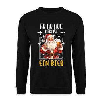 Weihnachtsmann Bier Saufen Alkohol Weihnachten - Unisex Pullover - Schwarz - Vorne - Alina (178cm) & Michal (187cm)