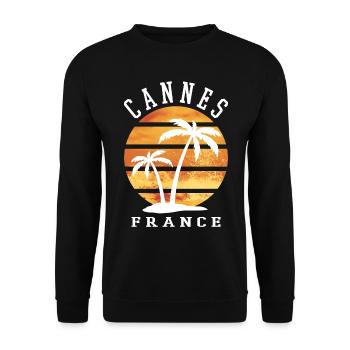 Cannes France Été Palmiers Plage Mer - Sweat-shirt Unisexe - noir - Devant - Alina (178cm) & Michal (187cm)