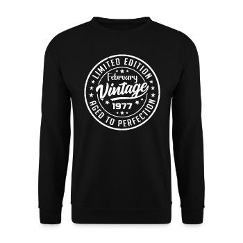 Cadeau Vintage Février 1977 Rétro Février 1977 - Sweat-shirt Unisexe - noir - Devant - Alina (178cm) & Michal (187cm)