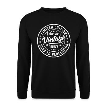 Cadeau Vintage Février 1957 Rétro Février 1957 - Sweat-shirt Unisexe - noir - Devant - Alina (178cm) & Michal (187cm)