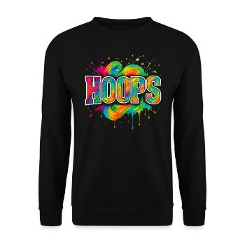 Hoops Basketball Sports Idée Cadeau BBall - Sweat-shirt Unisexe - noir - Devant - Alina (178cm) & Michal (187cm)