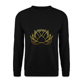 Blume des Lebens Lotosblume Gold Geschenk - Unisex Pullover - Schwarz - Vorne - Alina (178cm) & Michal (187cm)