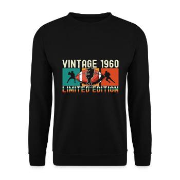 Footballs Birthday Limited Edition Vintage 1960 - Unisex Sweatshirt - black - Front - Alina (178cm) & Michal (187cm)