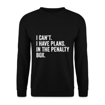 Pläne für Eishockeyspieler auf der Eisbahn Eishock - Unisex Pullover - Schwarz - Vorne - Alina (178cm) & Michal (187cm)