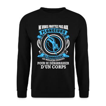 Plongeurs et corps - Sweat-shirt Unisexe - noir - Devant - Alina (178cm) & Michal (187cm)