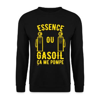 Essence ou Gasoil ça me pompe - Sweat-shirt Unisexe - noir - Devant - Alina (178cm) & Michal (187cm)