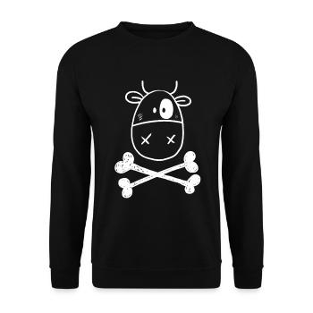 Pirate Cow I Beef I Pirate Flag Comic Gift - Unisex Sweatshirt - black - Front - Alina (178cm) & Michal (187cm)